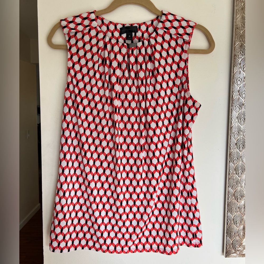Worthington Red and White Patterned Blouse